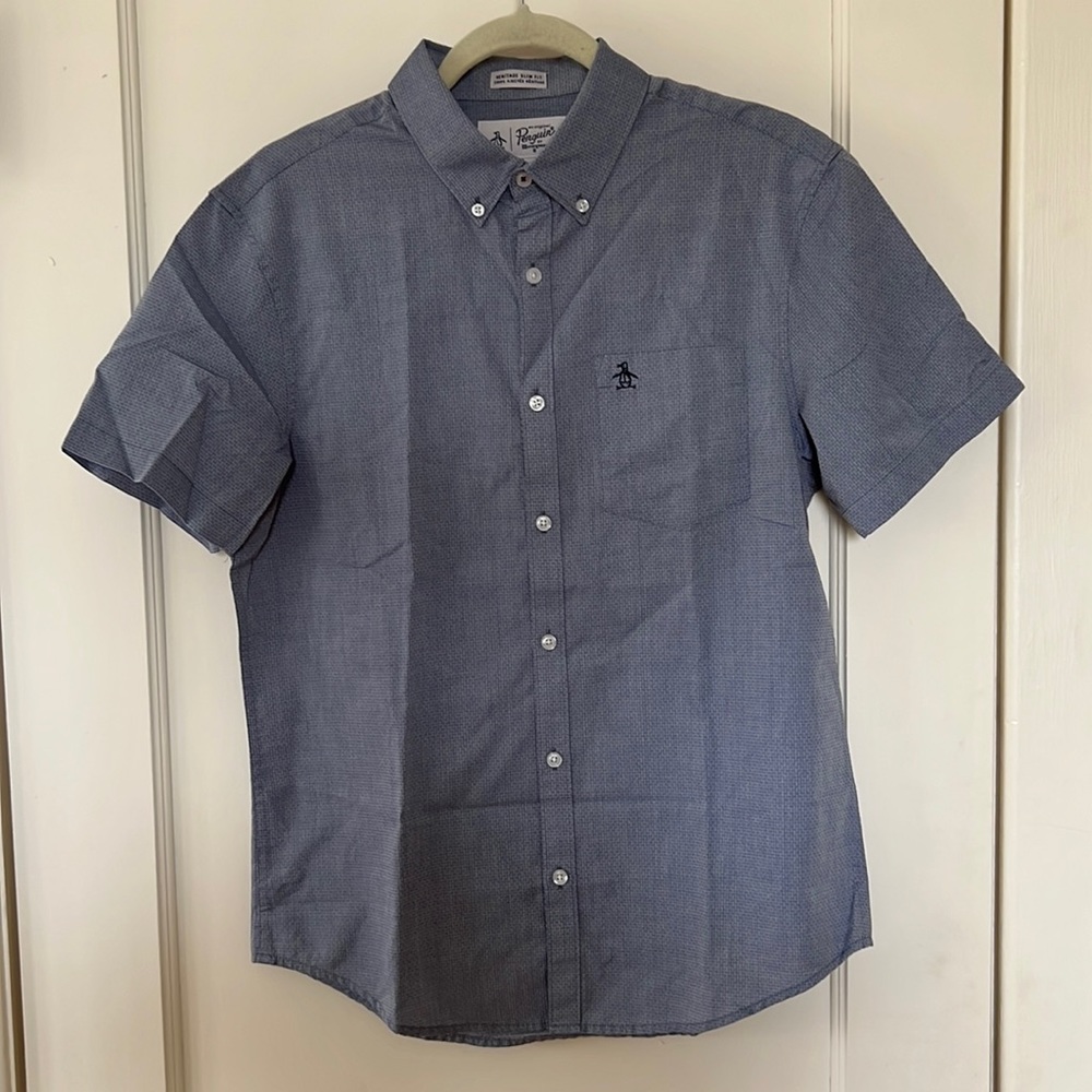 Penguin men’s medium short sleeved button down shirt